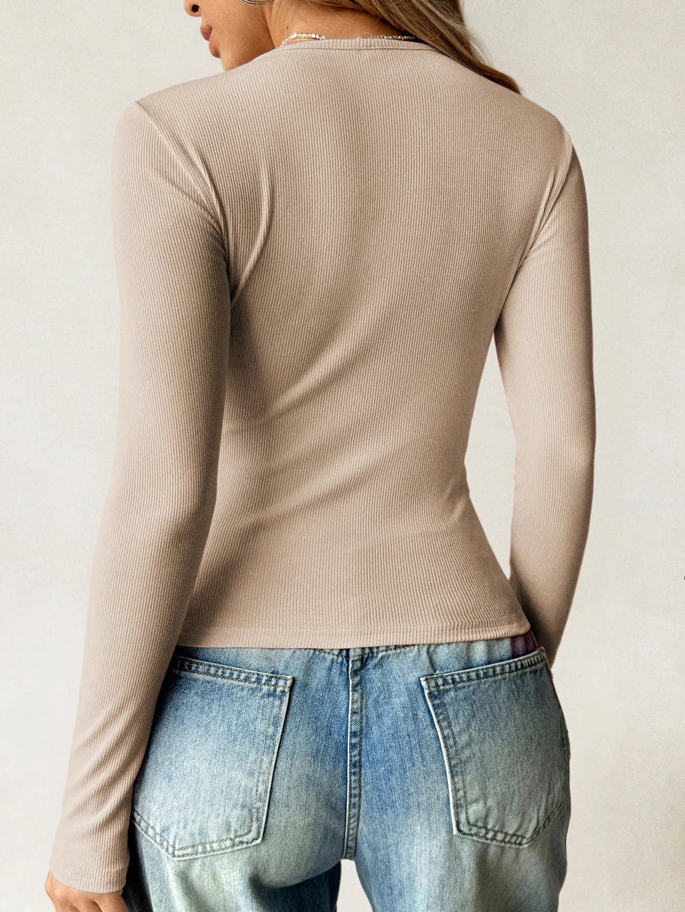 Ribbed Knit Long Sleeve T-Shirt -  Be Bliss Boutique