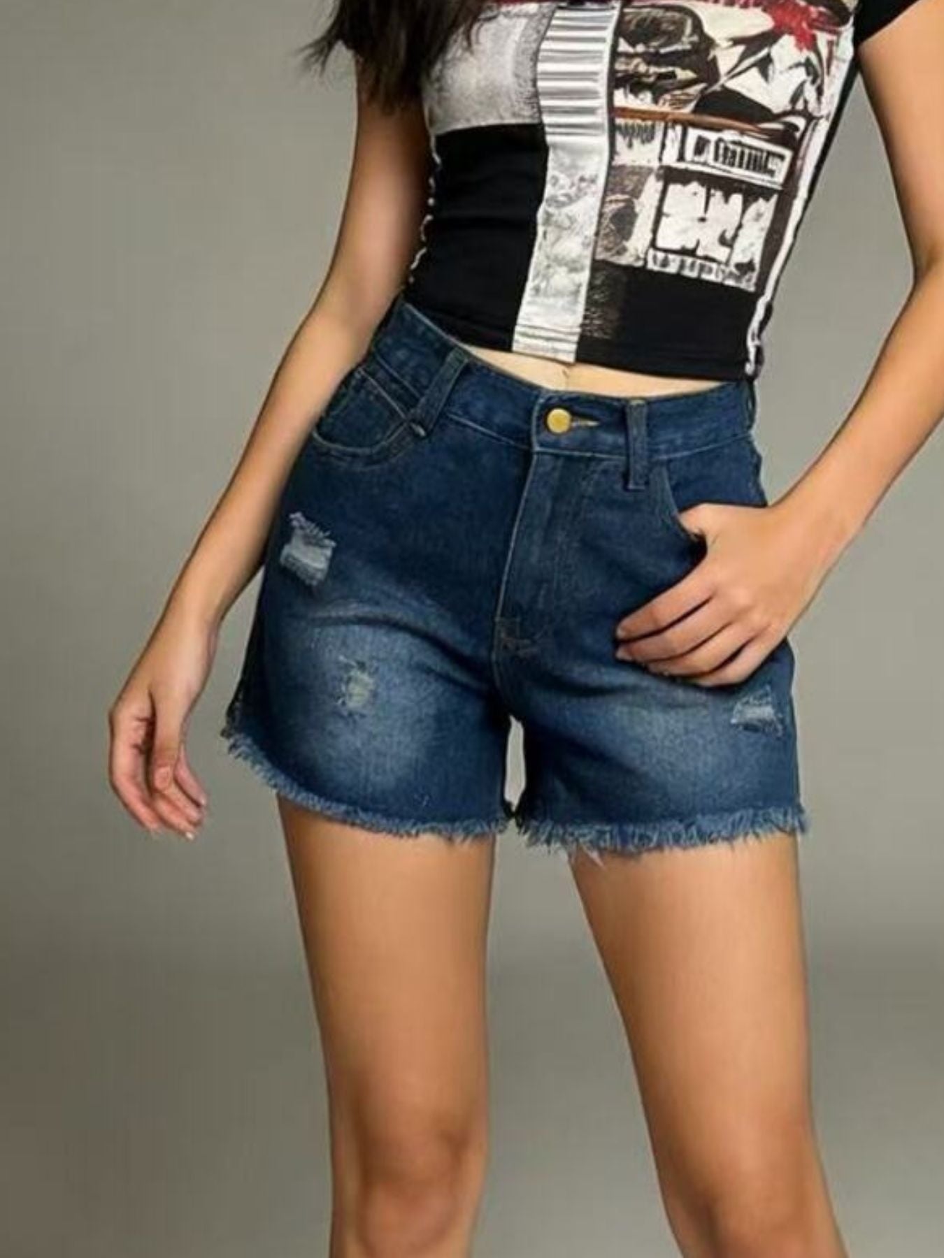 Distressed Frayed Hem Denim Shorts - Be Bliss Boutique