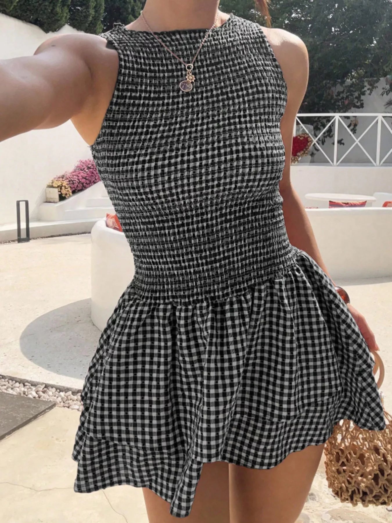 Smocked Gingham Mini Dress - Be Bliss Boutique