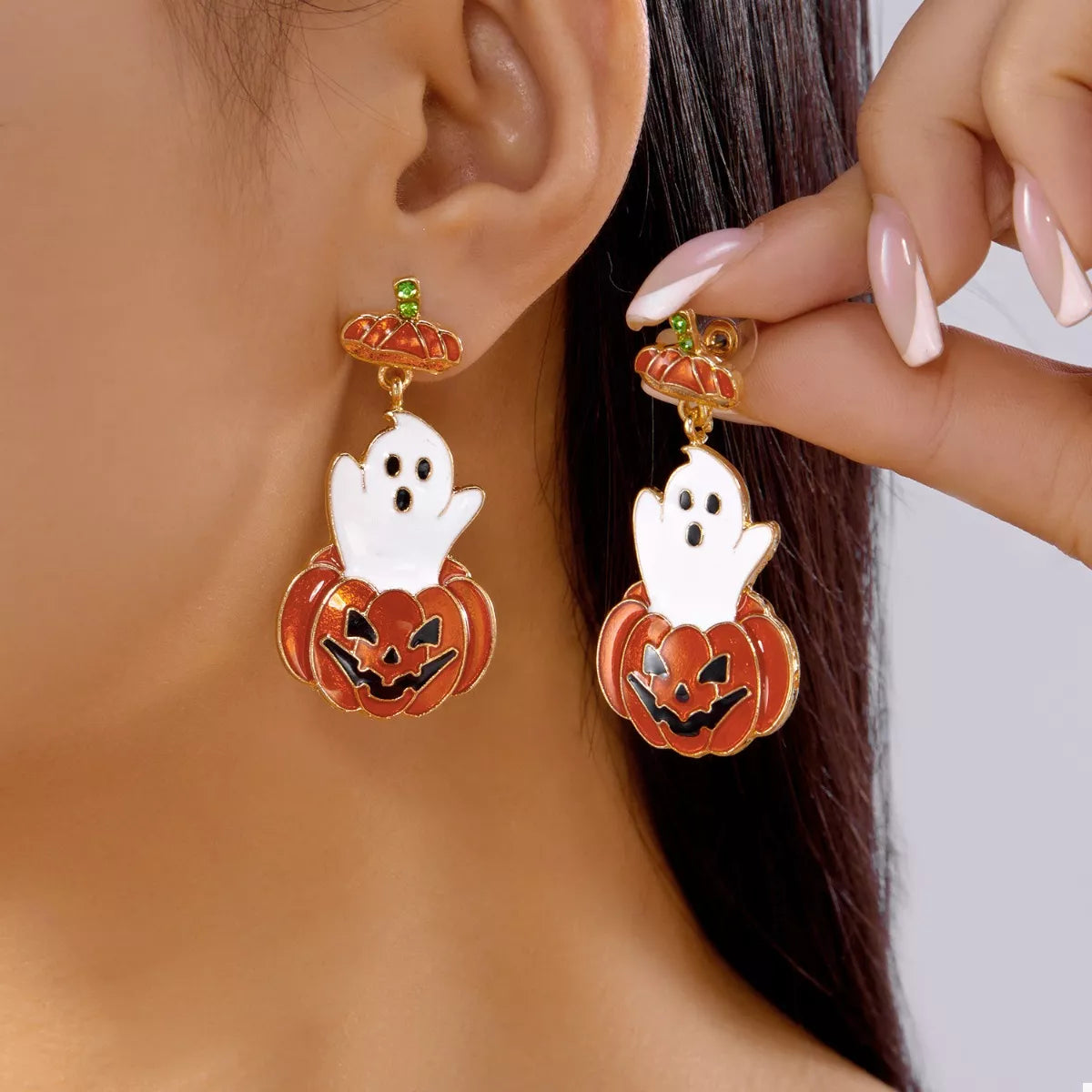 Halloween Ghost Pumpkin Dangle Earrings - Be Bliss Boutique