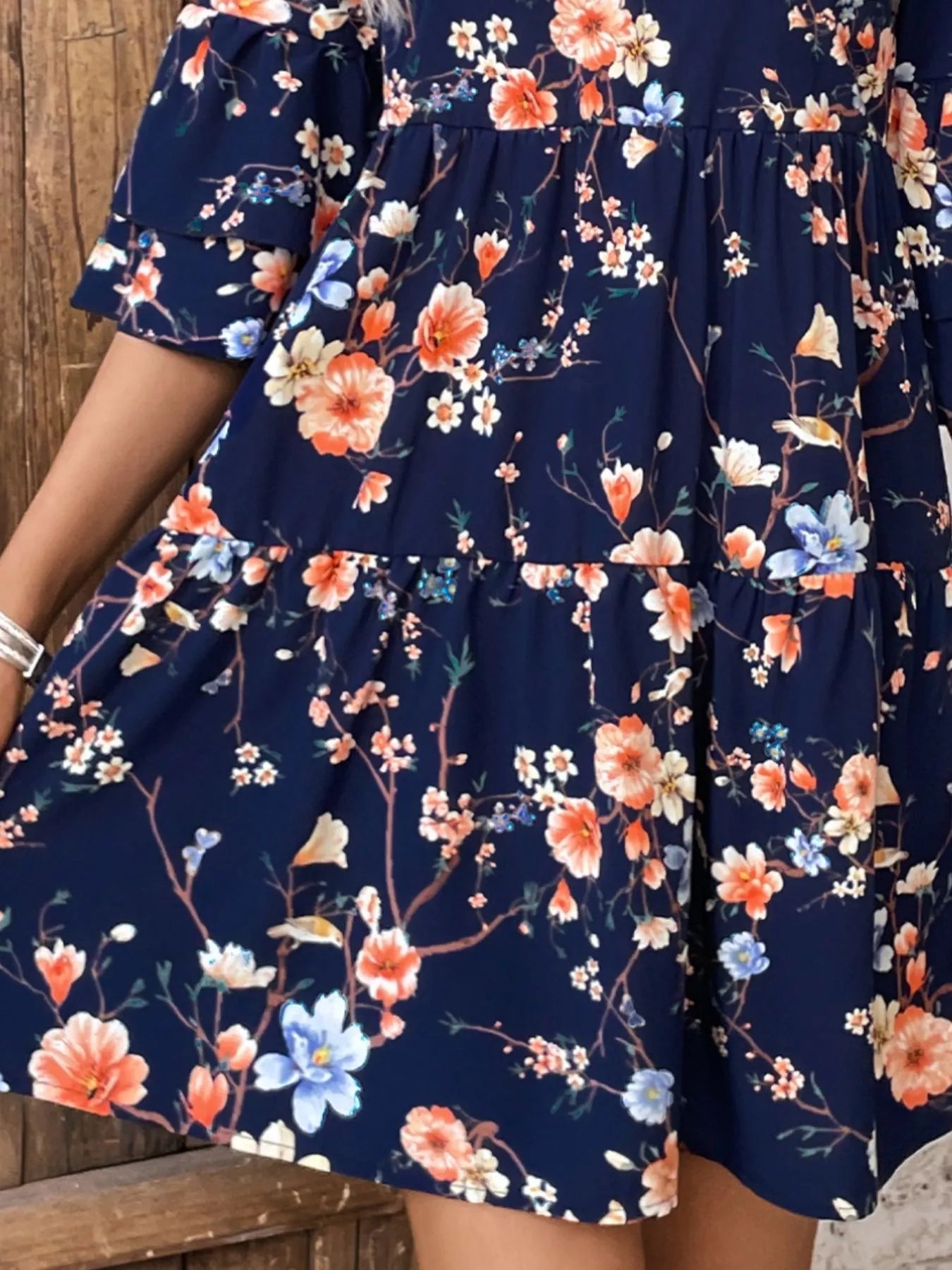 Floral Print Ruffle Sleeve Tiered Mini Dress - Be Bliss Boutique
