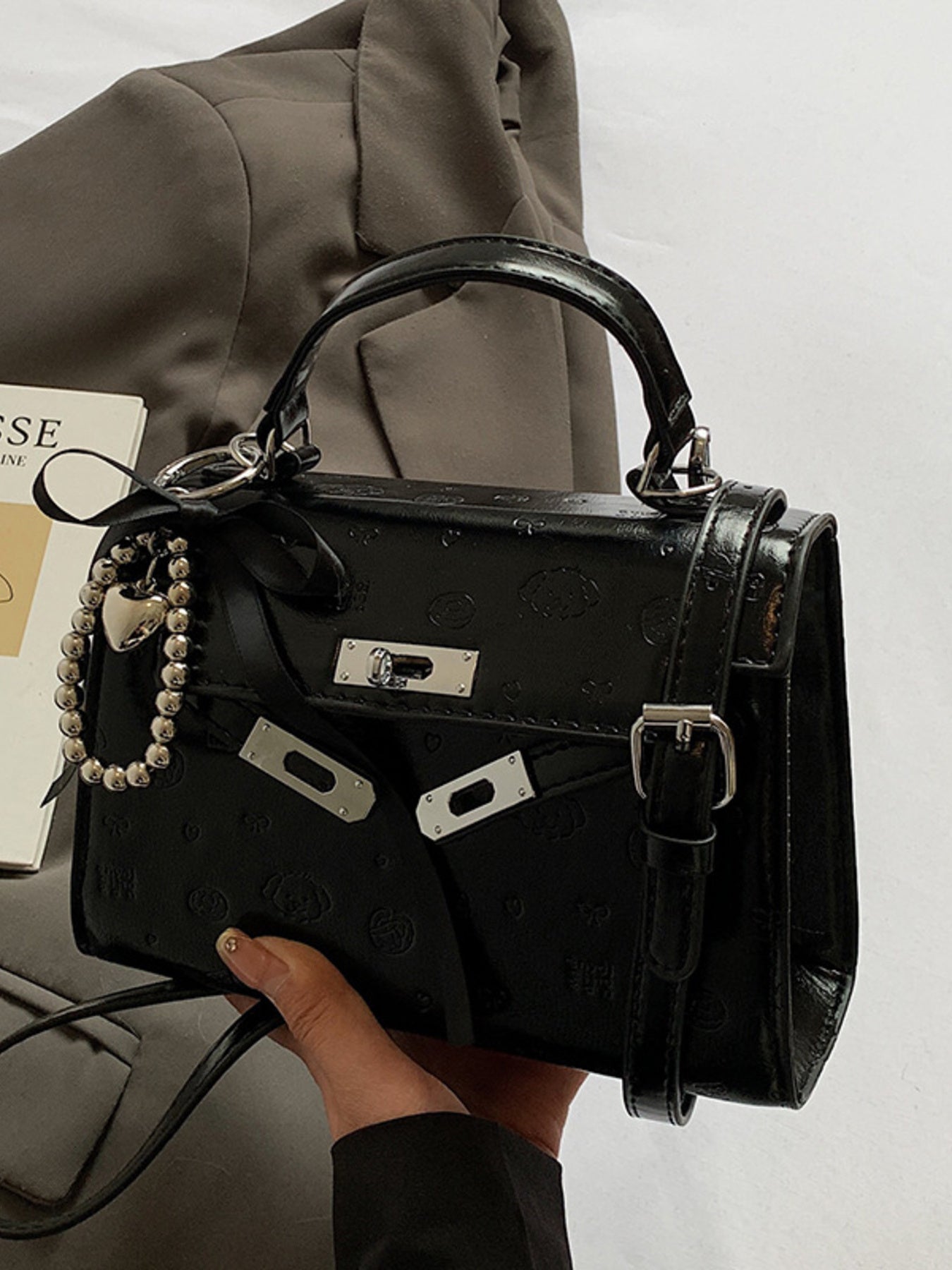 Embossed Pattern Flap Crossbody Bag - Be Bliss Boutique