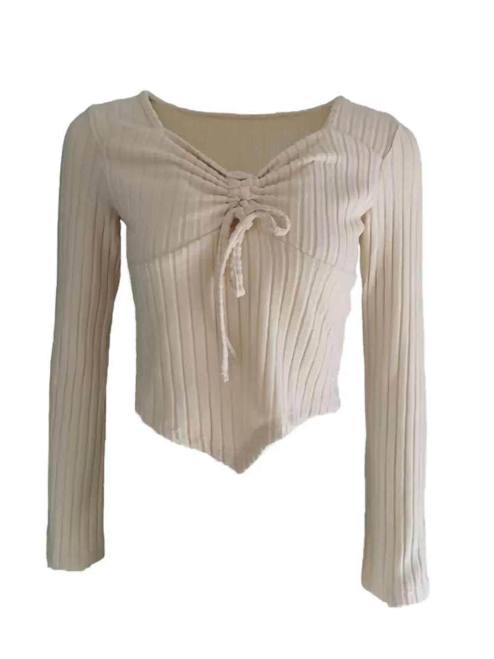 Drawstring Ruched Long Sleeve Ribbed Top - Be Bliss Boutique