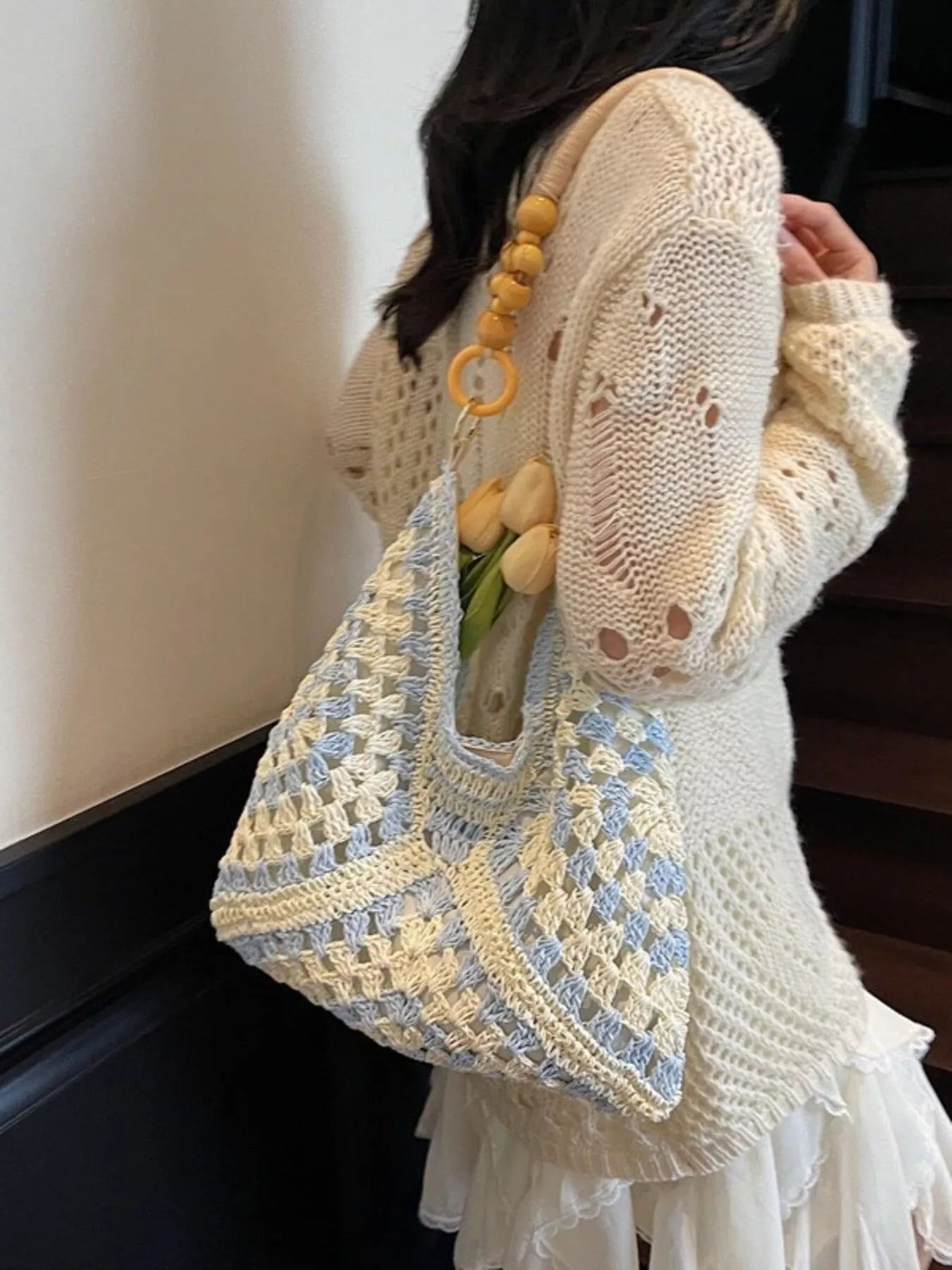 Contrast Crochet Shoulder Bag - Be Bliss Boutique
