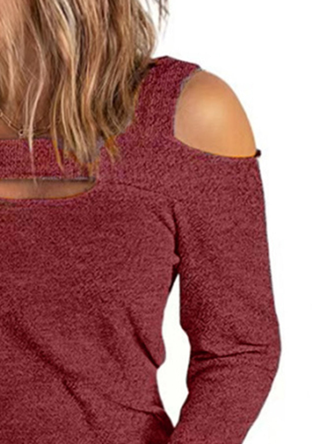 Full Size Cutout Cold Shoulder Blouse - Be Bliss Boutique