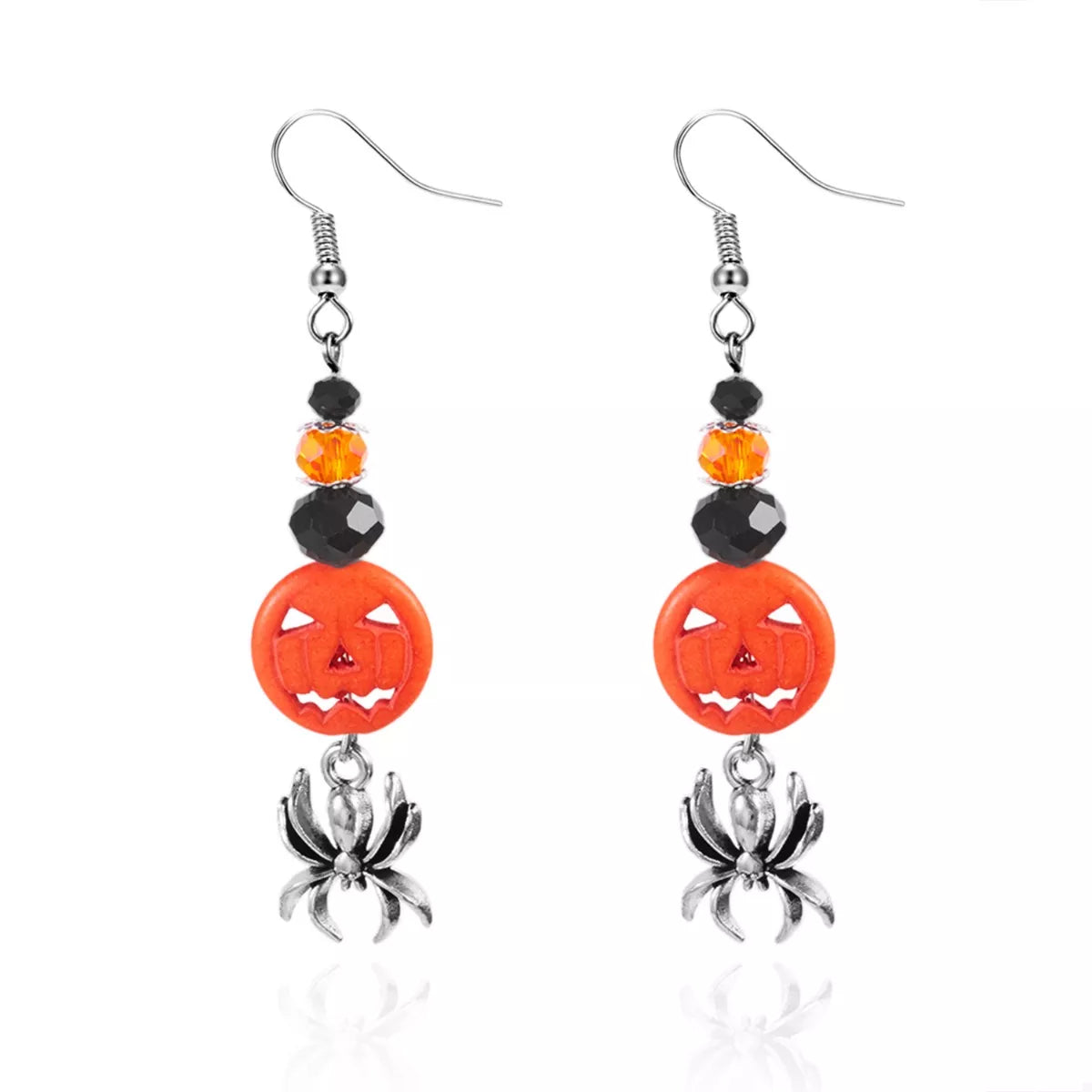 Halloween Spider Pumpkin Drop Earrings - Be Bliss Boutique