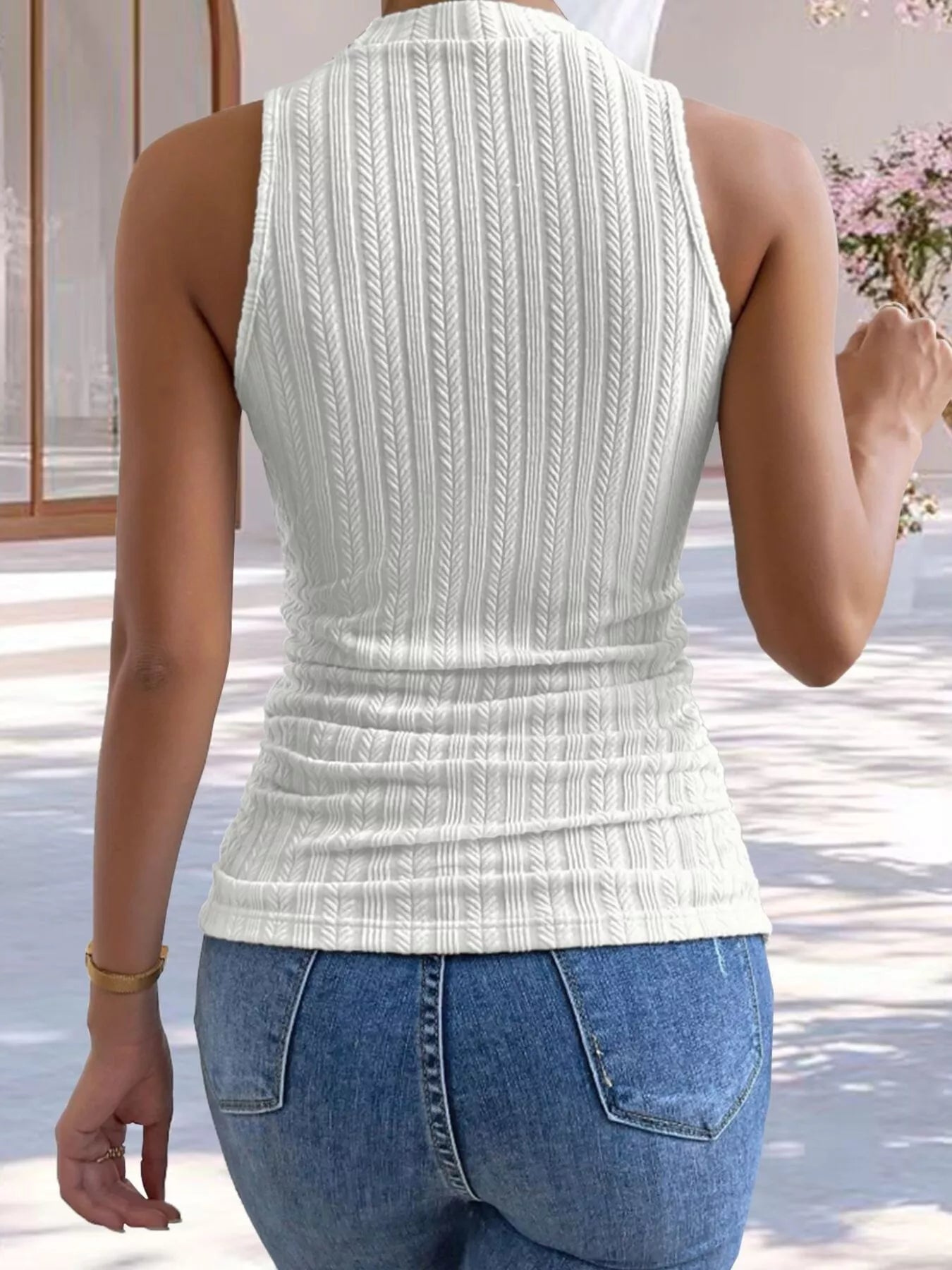 Texture Knit Mock Neck Tank - Be Bliss Boutique
