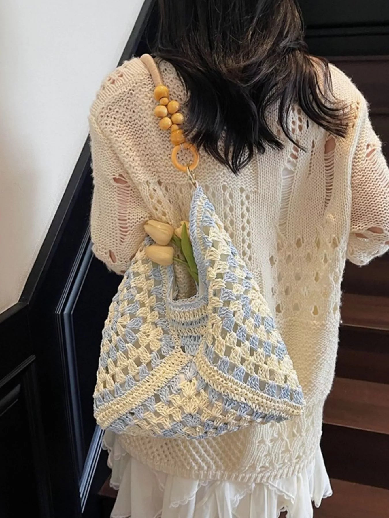 Contrast Crochet Shoulder Bag - Be Bliss Boutique