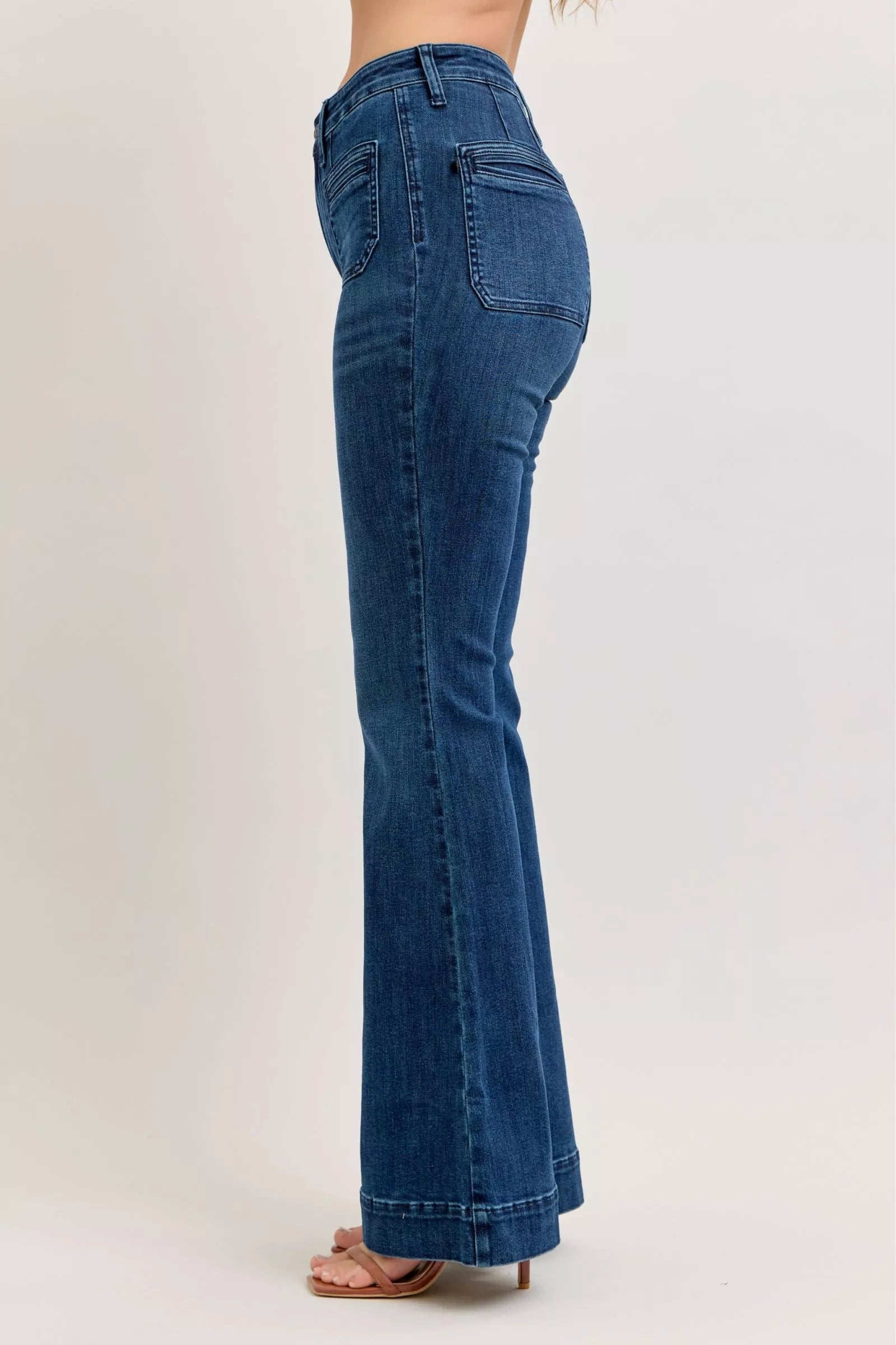 Judy Blue Jeans - High-Waisted Flare Jeans with Front Pockets - Be Bliss Boutique