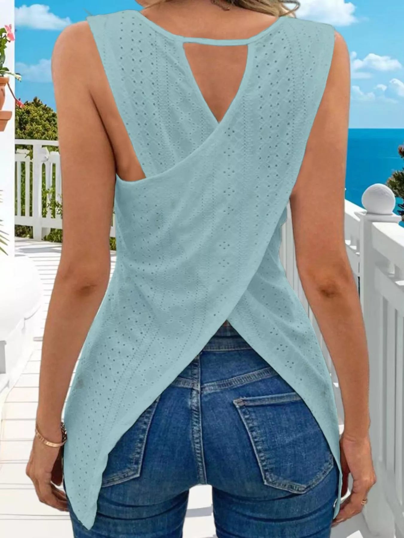 Hollow-Out Knit Tank Top - Be Bliss Boutique