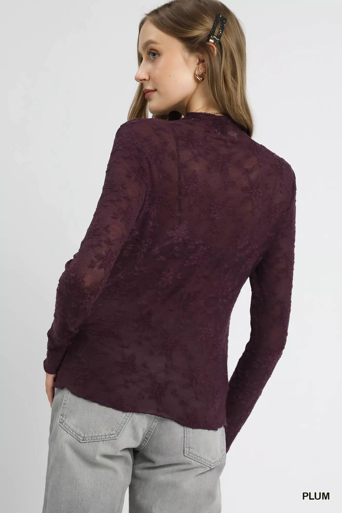 Umgee Lace Sheer Long Sleeve Top -  Be Bliss Boutique