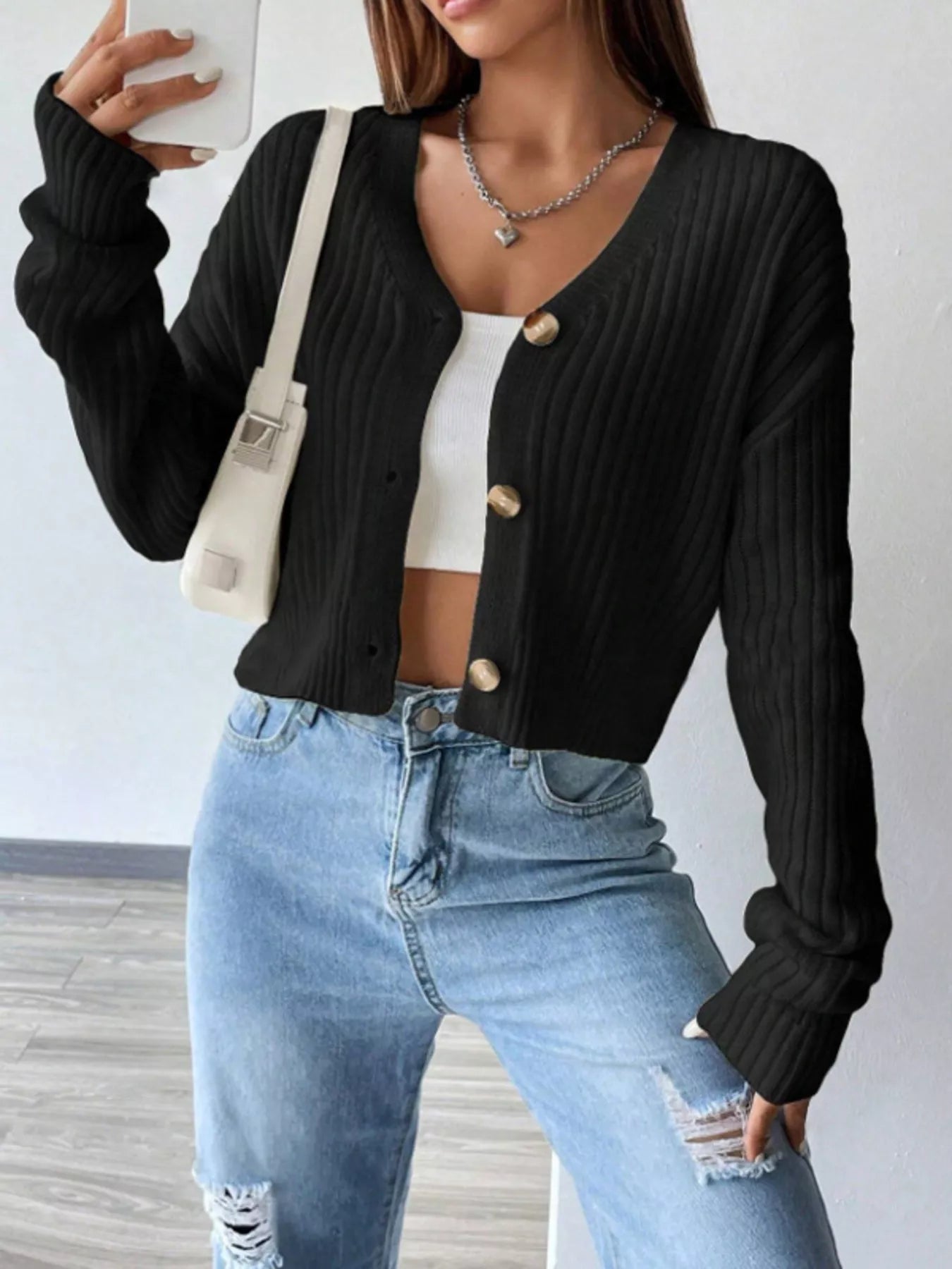 V-Neck Button-Up Cardigan -  Be Bliss Boutique