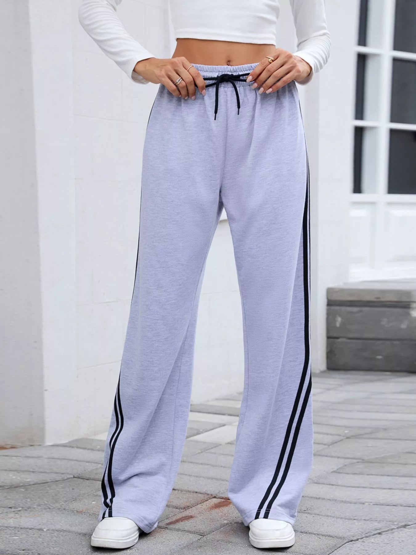 Side Striped Wide Leg Pants - Be Bliss Boutique