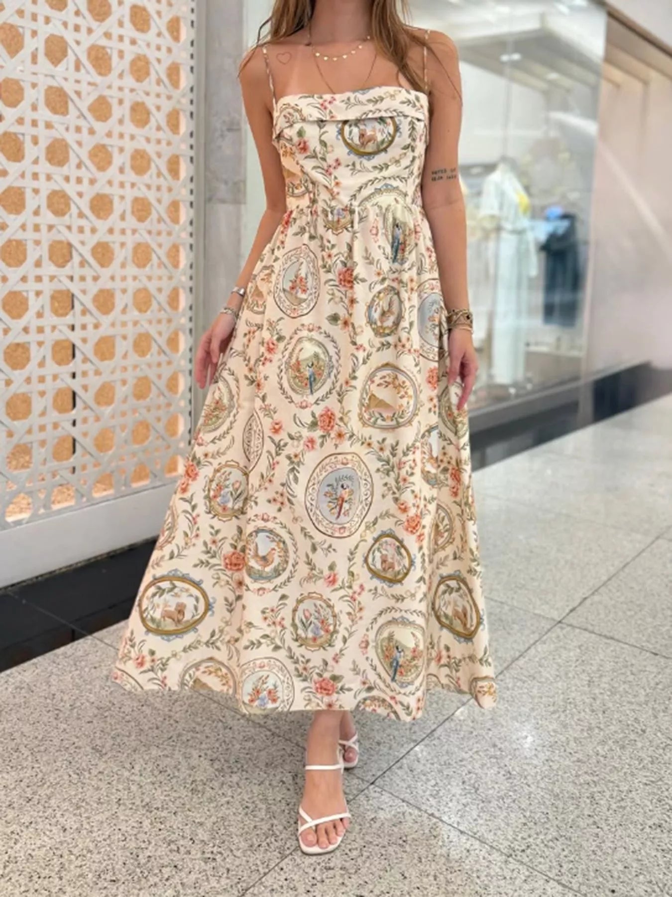 Floral Print Spaghetti Strap Midi Dress - Be Bliss Boutique