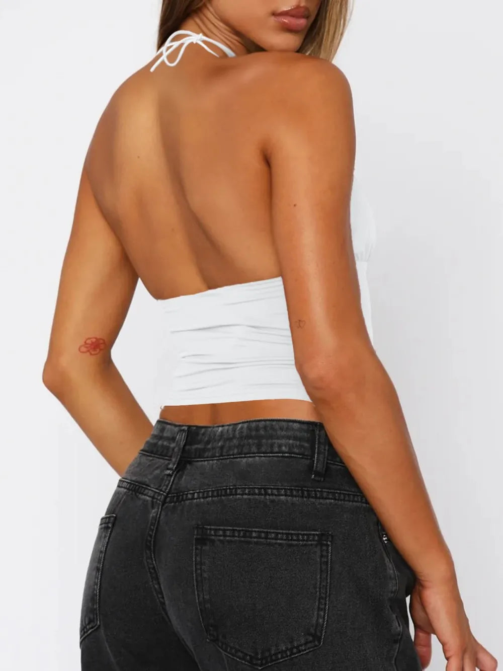 Devine Lace Detail Halter Neck Cami - Be Bliss Boutique