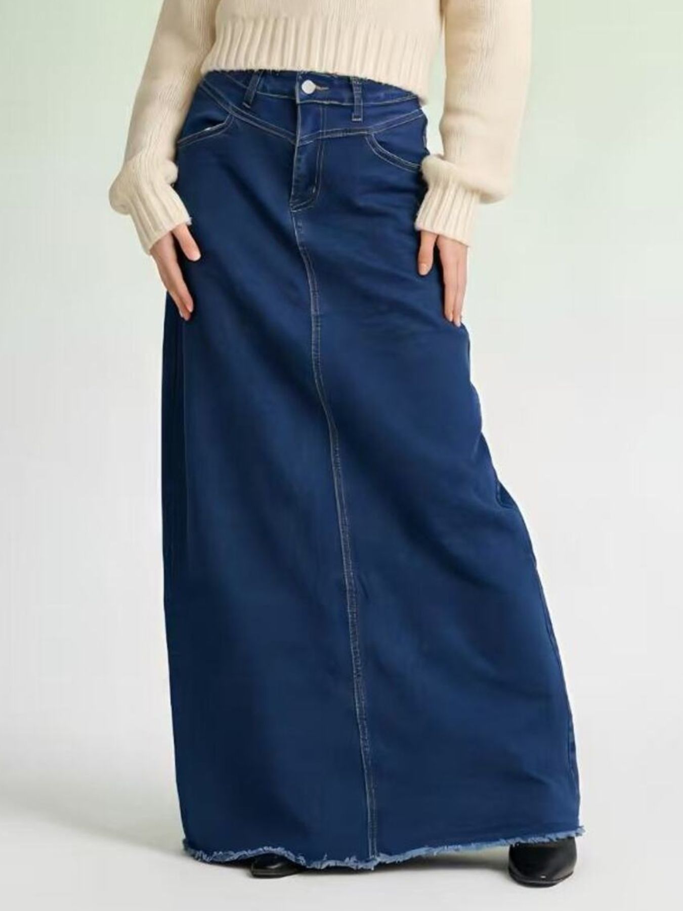 Raw Hem Maxi Denim Skirt - Be Bliss Boutique