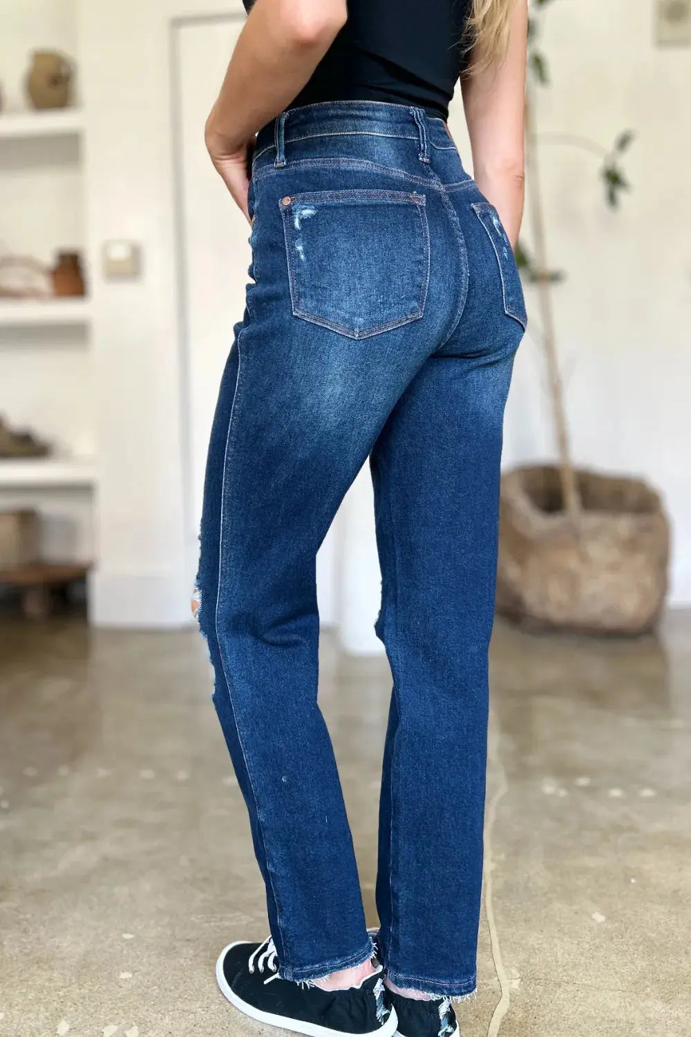 Judy Blue Full/Plus Size High Waist Rigid Magic Heavy Destroy Straight Jeans |  Be Bliss Boutique