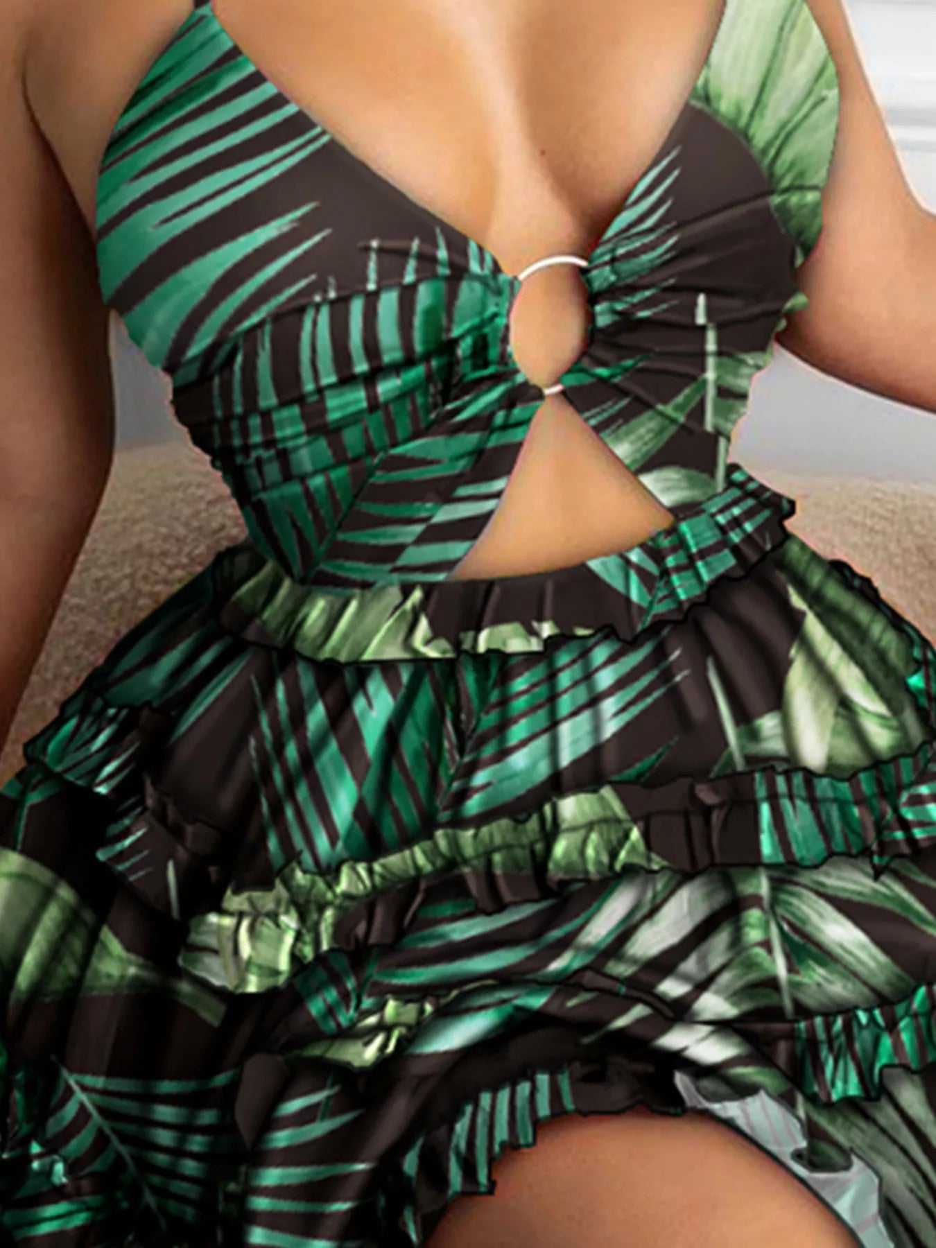Colorful Print Halter Neck Ruffle Mini Dress - Be Bliss Boutique