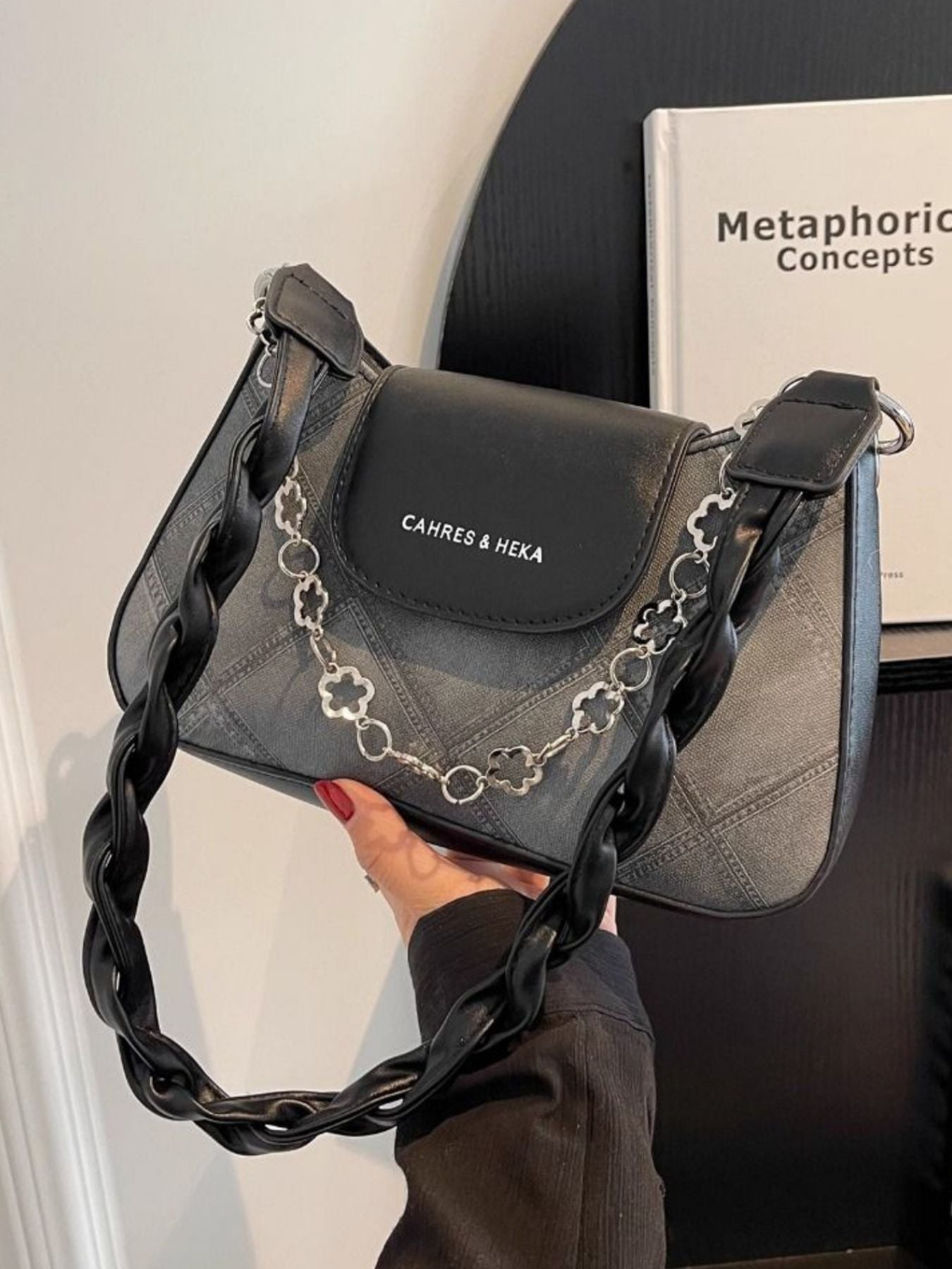 Chain Decor Leather Shoulder Bag - Be Bliss Boutique