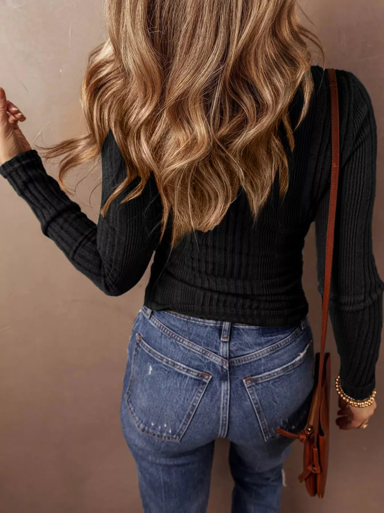 Full Size Ribbed Knit Button-Front Long Sleeve Top Plus Size -  Be Bliss Boutique