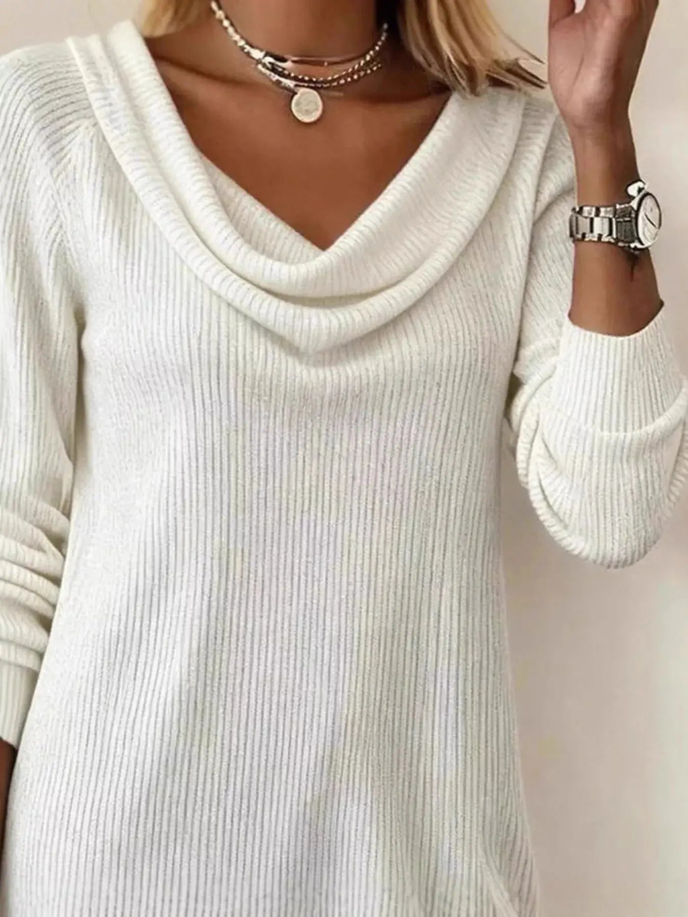 Casual Cowl Neck Ribbed Knit Mini Dress - Be Bliss Boutique