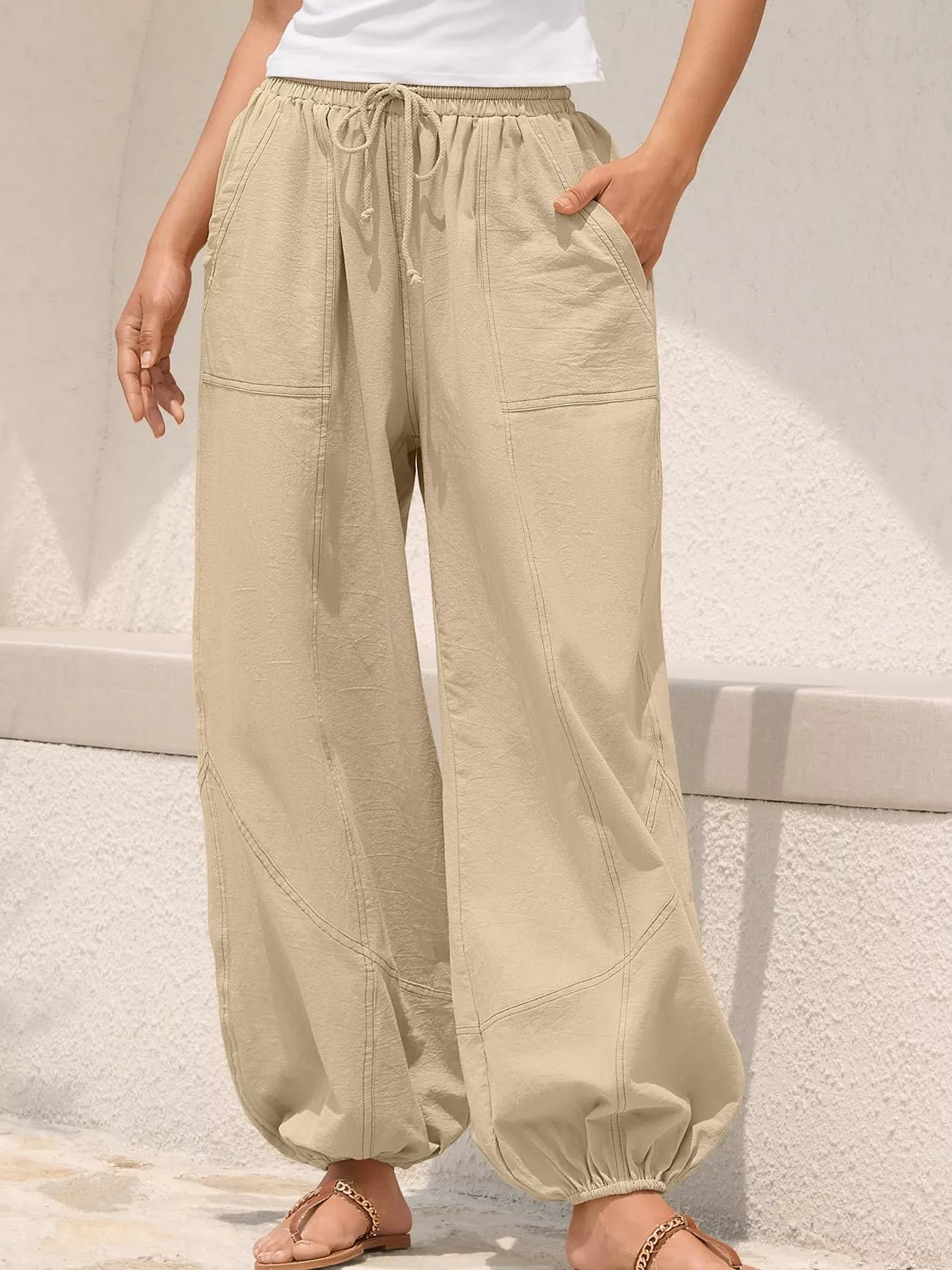 Wide Leg Drawstring Pants -  Be Bliss Boutique