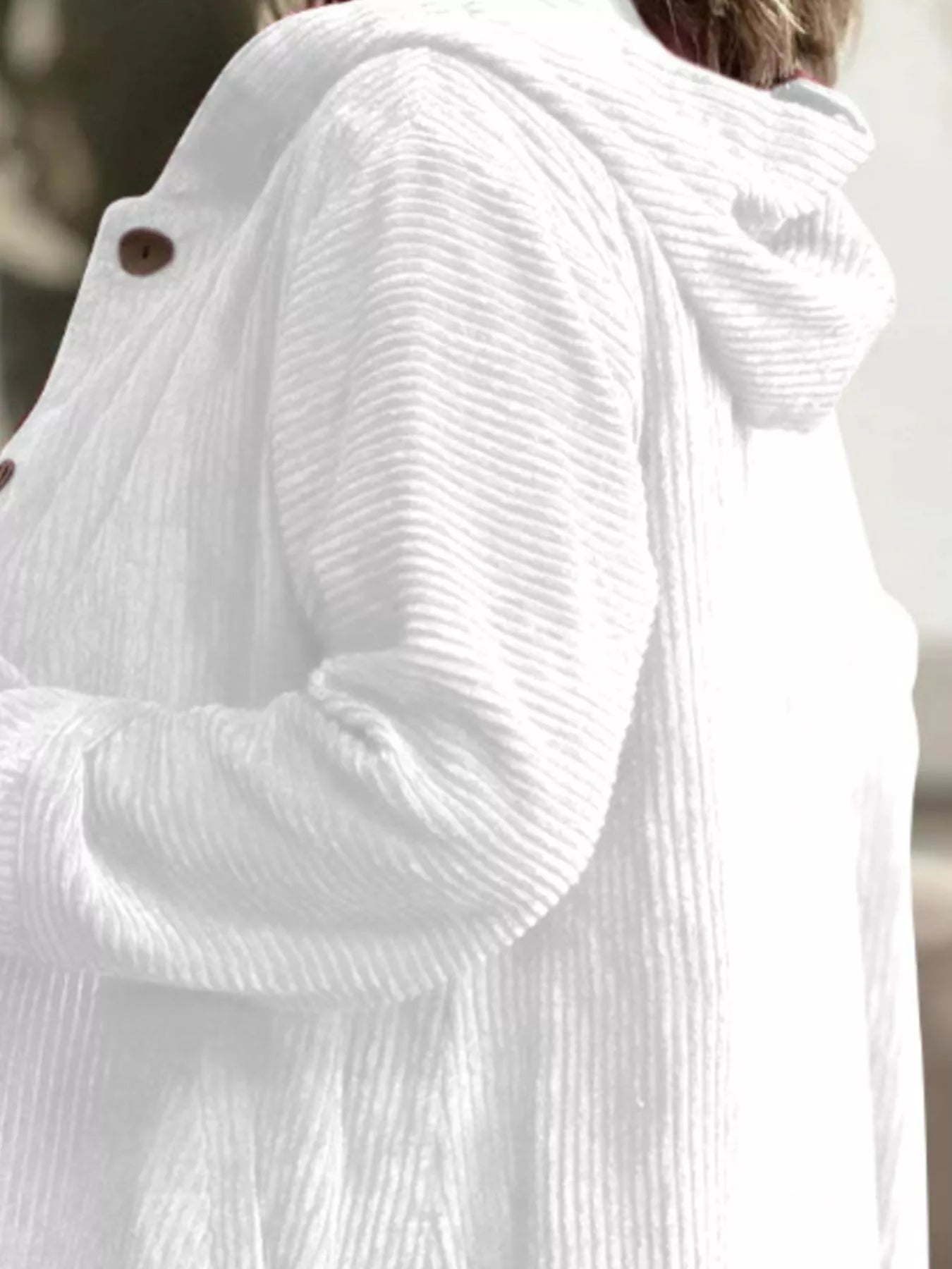 Full Size Corduroy Hooded Button-Up Jacket Plus Size - Be Bliss Boutique