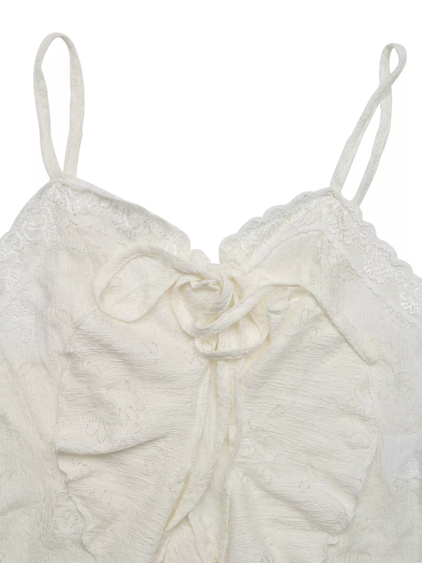 Tie-Front Ruffle Hem Lace Cami Tank - Be Bliss Boutique