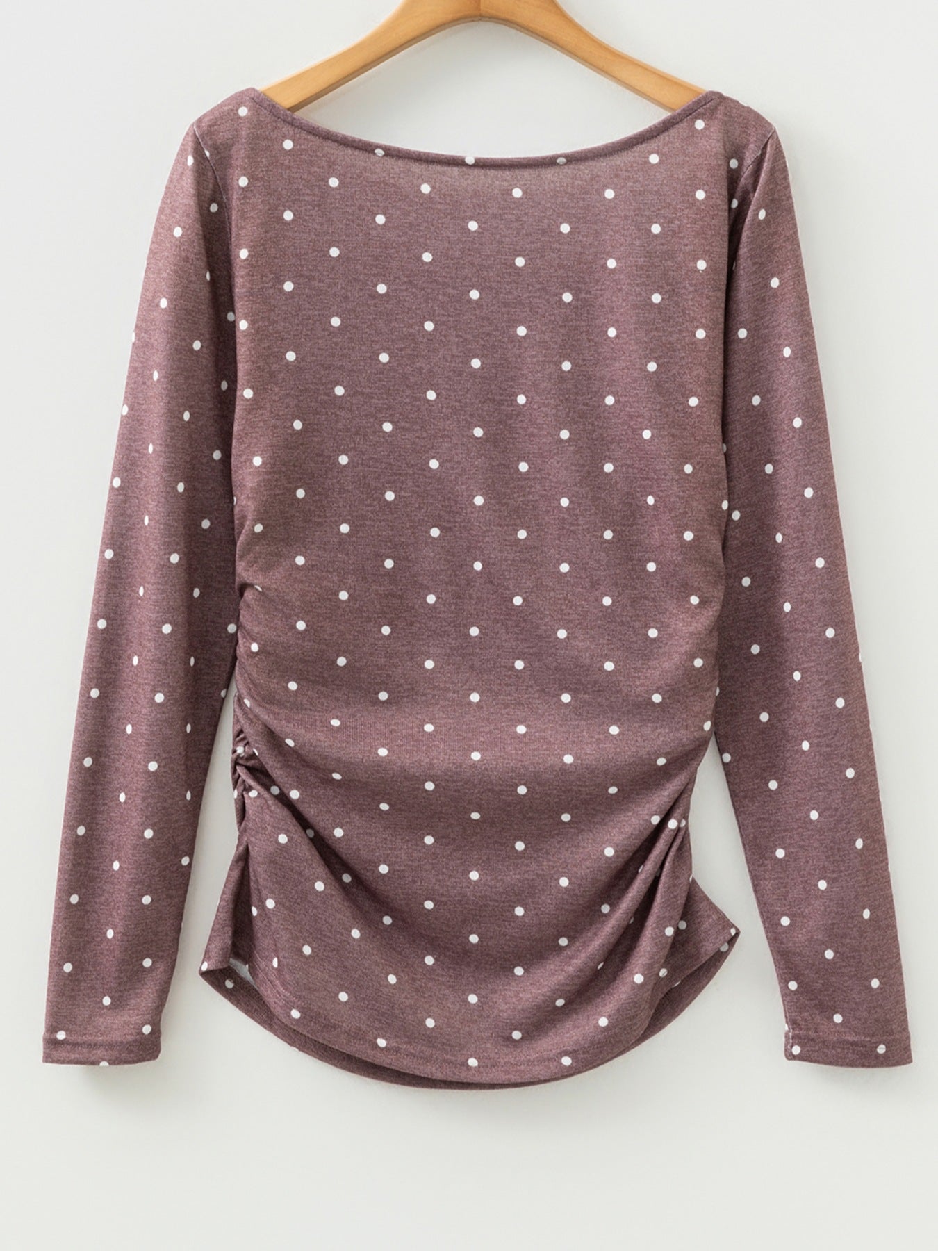 Polka Dot Boat Neck Knit Long Sleeve Shirt - Be Bliss Boutique