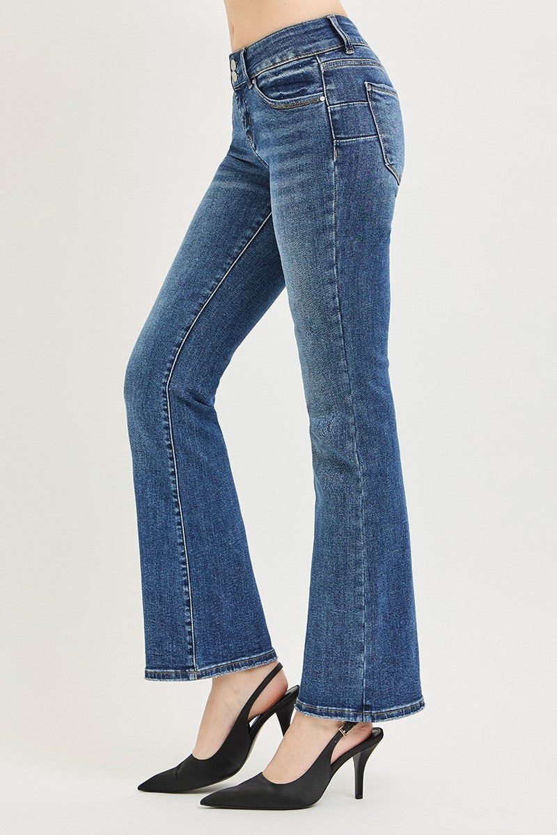RISEN Tummy Control Low Rise Bootcut Jeans - Be Bliss Boutique