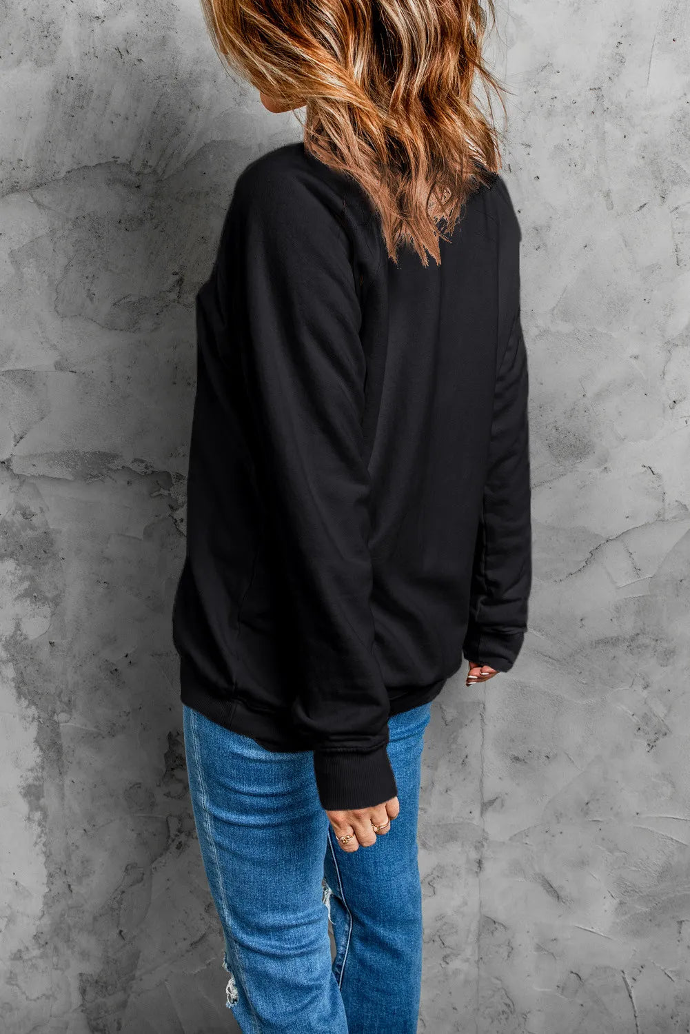 Ghost Round Neck Long Sleeve Sweatshirt -  Be Bliss Boutique