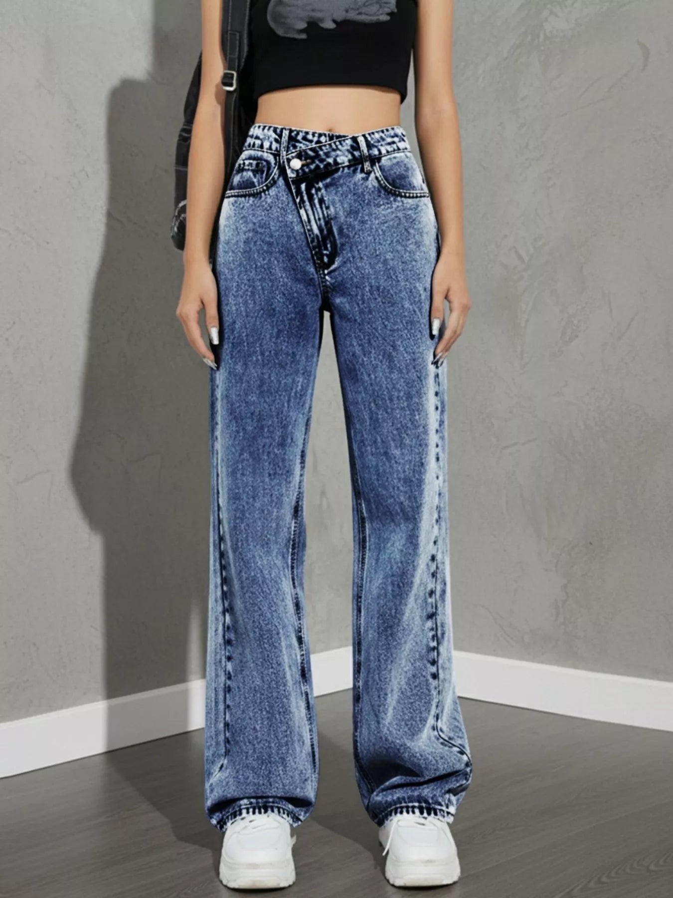 High Waist Wide Leg Denim Jeans - Be Bliss Boutique