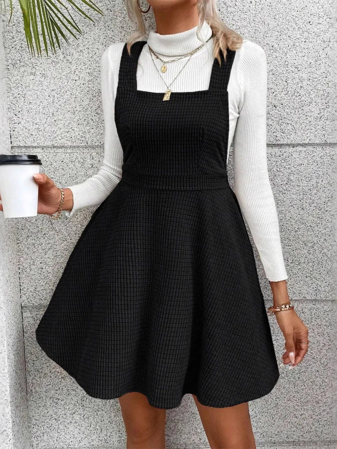 Crisscross Back Square Neck Mini Dress -  Be Bliss Boutique