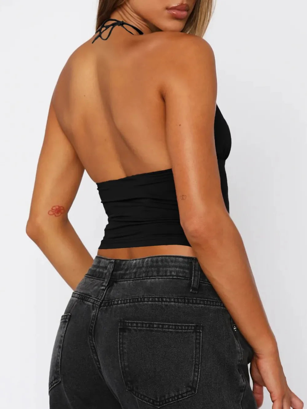 Devine Lace Detail Halter Neck Cami - Be Bliss Boutique