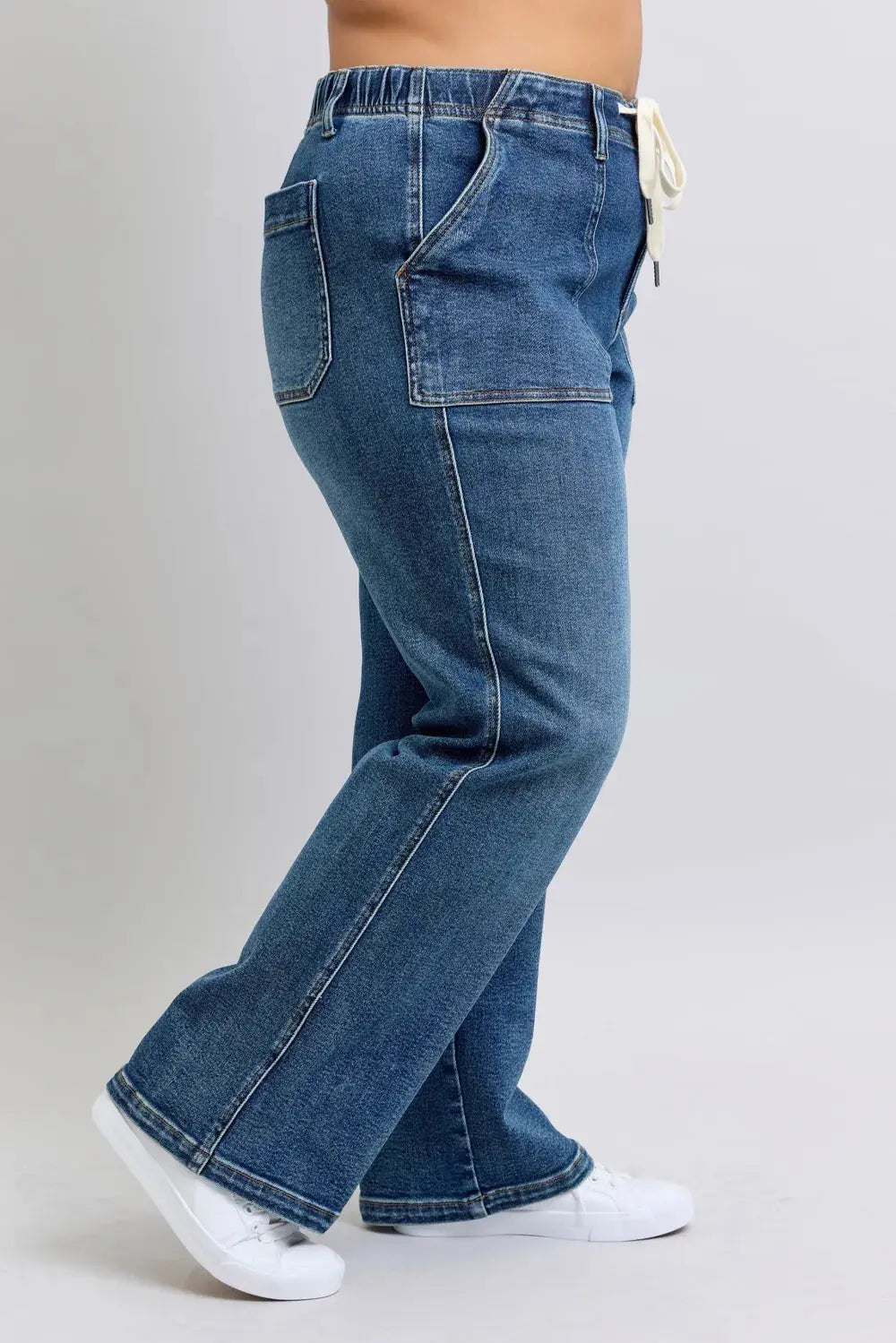 Judy Blue Plus Size High Waist Drawstring Wide Leg Jeans | Be Bliss Boutique