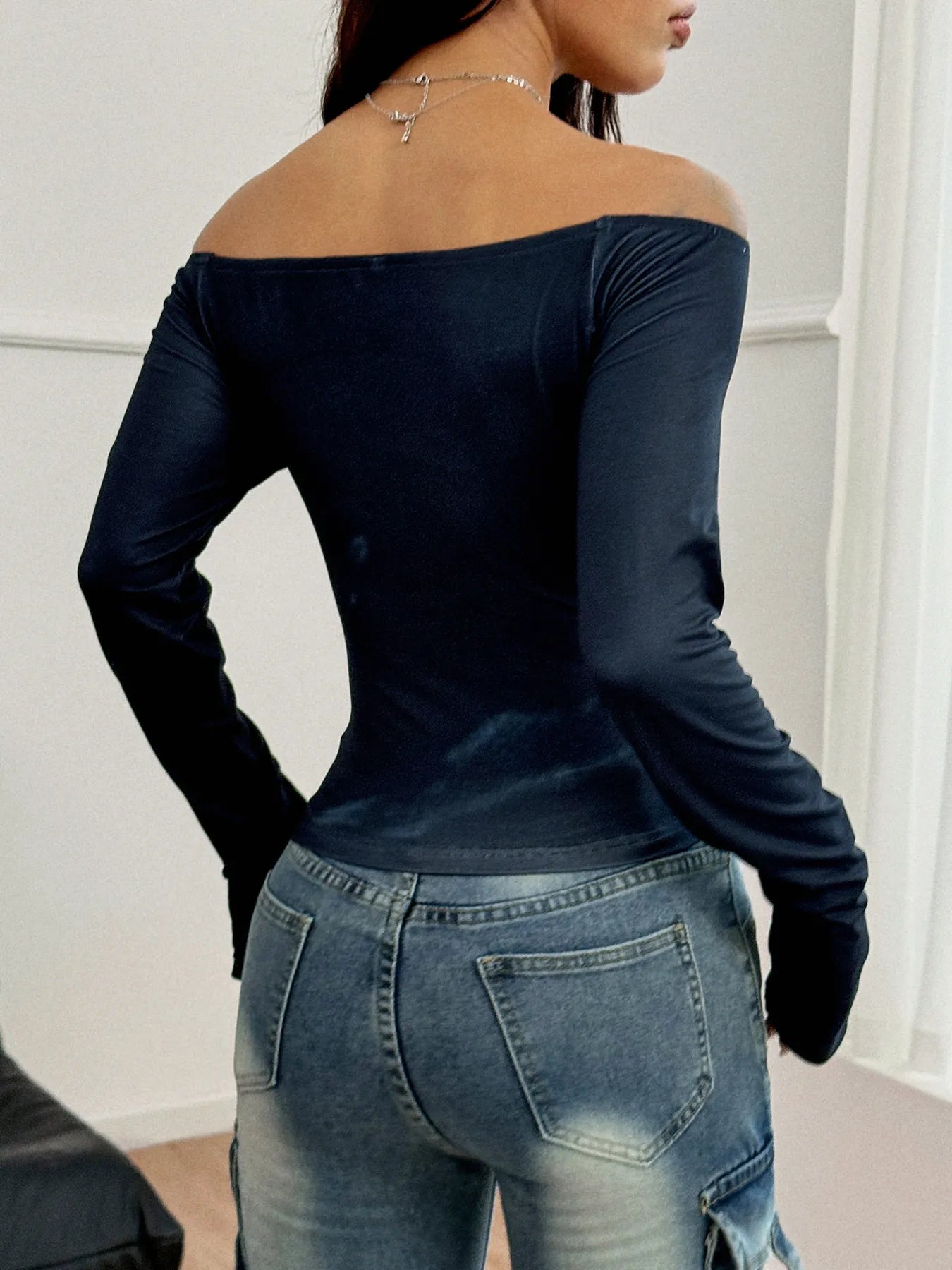 Off-Shoulder Long Sleeve T-Shirt -  Be Bliss Boutique