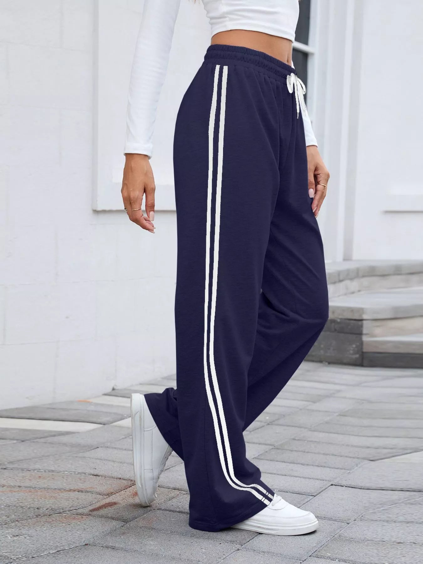 Side Striped Wide Leg Pants - Be Bliss Boutique