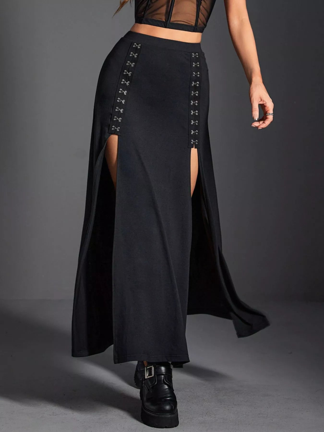Double Slit High Waist Skirt - Be Bliss Boutique