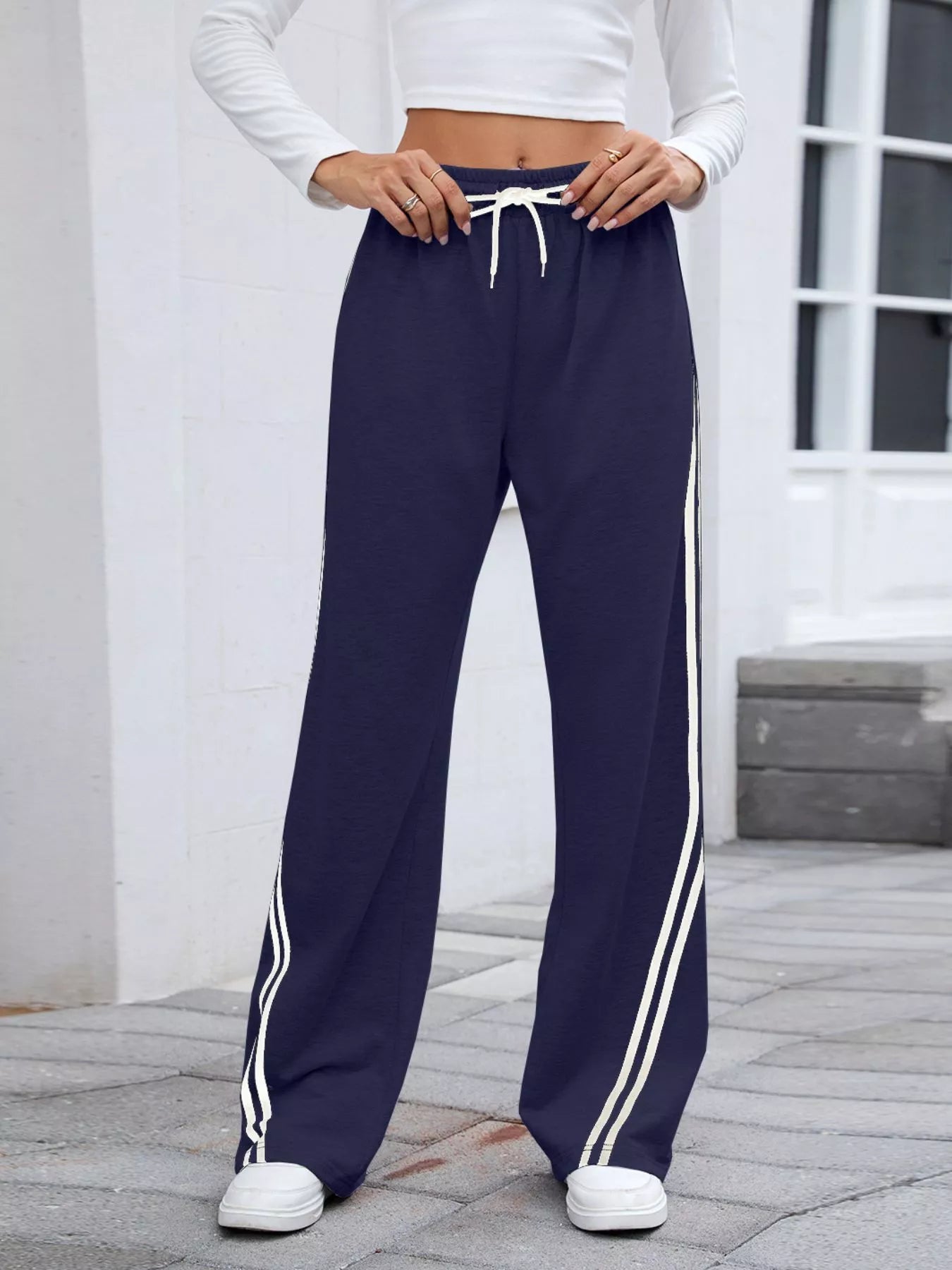 Side Striped Wide Leg Pants - Be Bliss Boutique