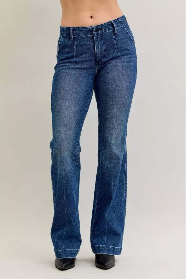 Judy Blue Full Size Mid Rise Bootcut Jeans with Welt Pockets Plus Size - Be Bliss Boutique