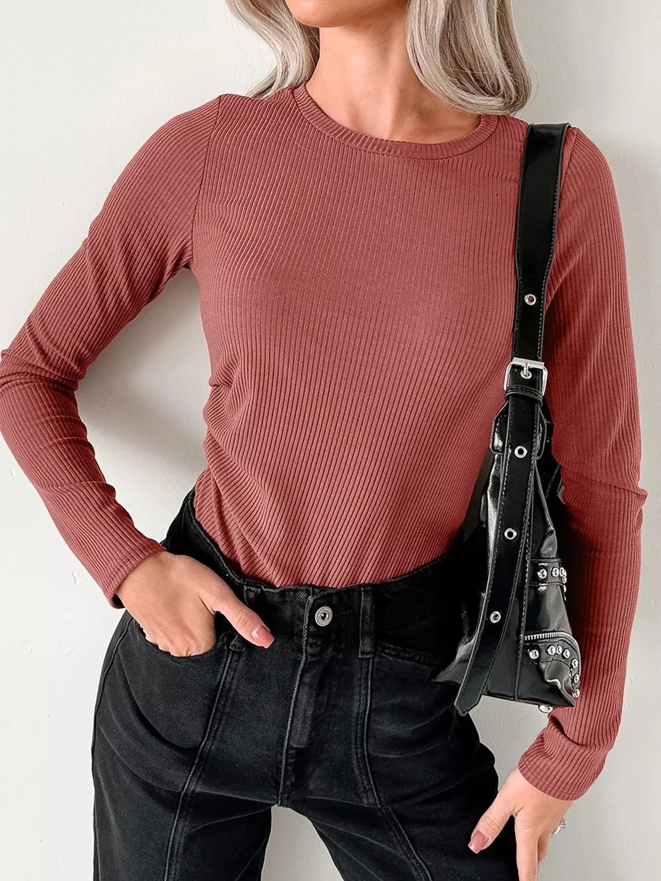 Ribbed Long Sleeve Fitted Bodysuit - Be Bliss Boutique