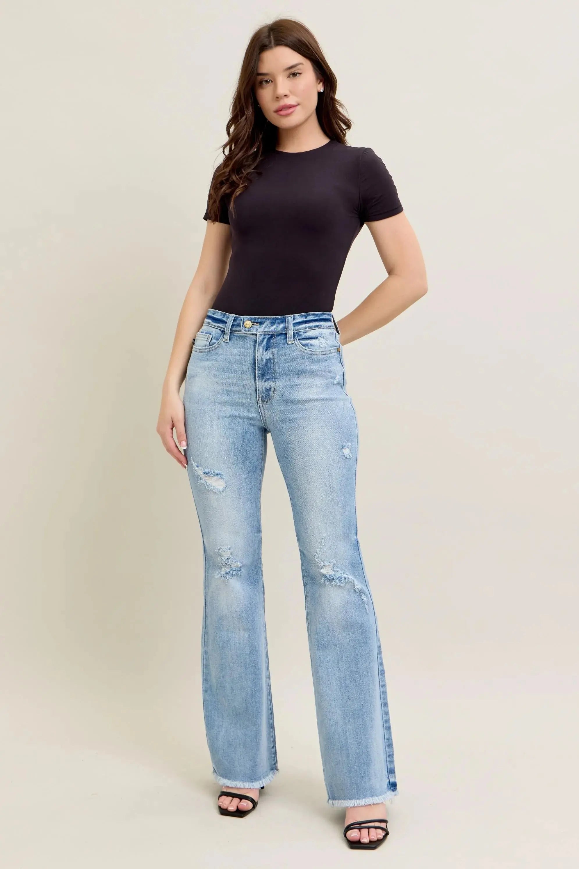 Judy Blue Full Size/Plus Size High Waist Flare Jeans w/ Shield Pockets | Be Bliss Boutique