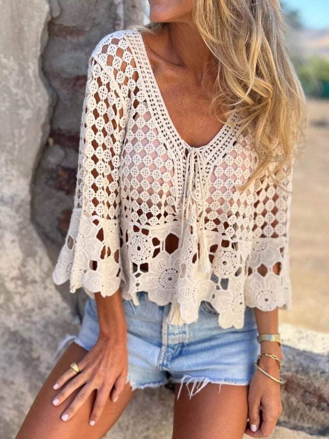 Tassel Crochet Knit Cover Up - Be Bliss Boutique