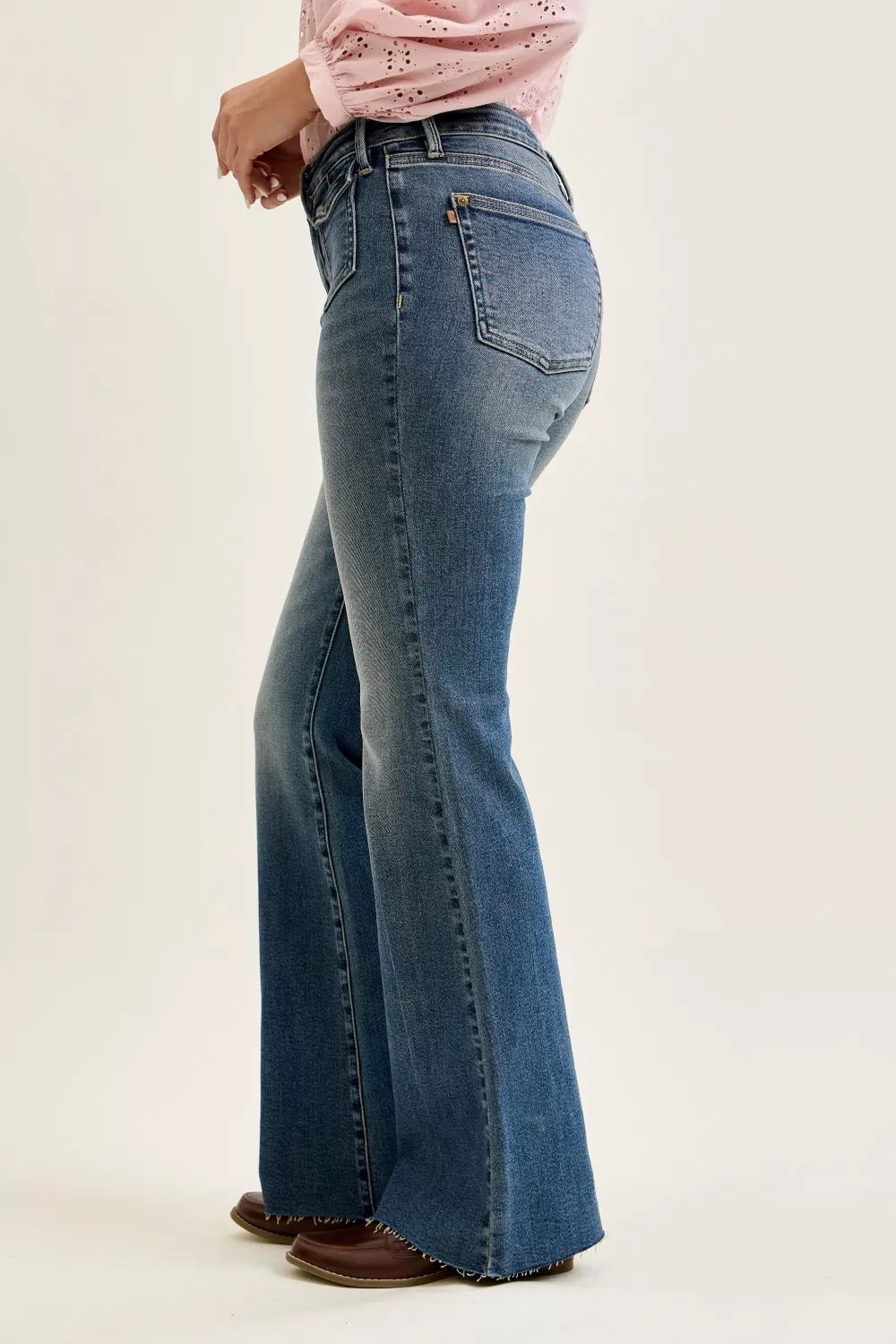 Judy Blue Mid Rise Flare Jeans with Front Flap Pockets - Be Bliss Boutique