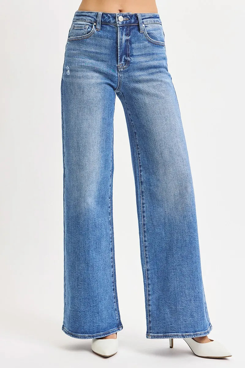 RISEN Full Size High Rise Wide Leg Jeans Plus Size -  Be Bliss Boutique