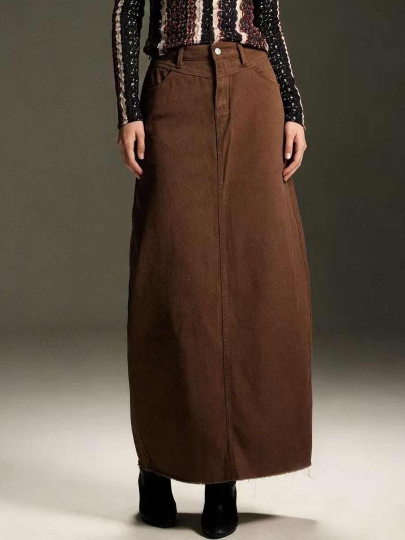 Raw Hem Maxi Denim Skirt - Be Bliss Boutique