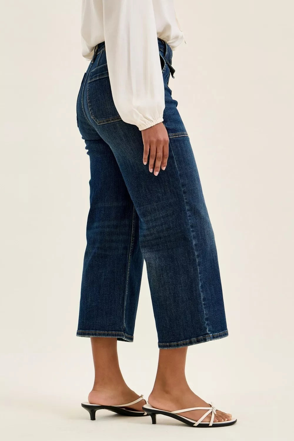 Judy Blue Jeans - High Waist Wide Crop Utility Jeans with Patch Pocket - Be Bliss Boutique