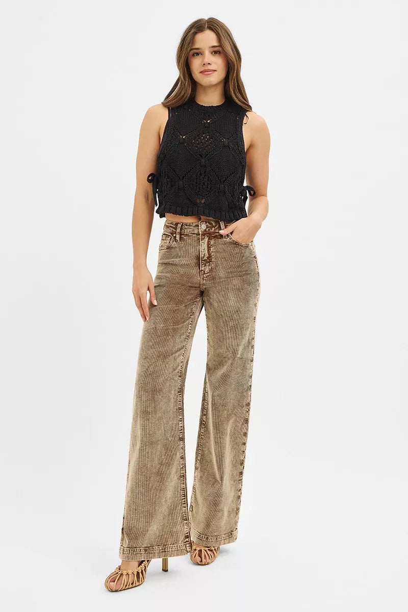 RISEN High Rise Wide Leg Corduroy Jeans - Be Bliss Boutique