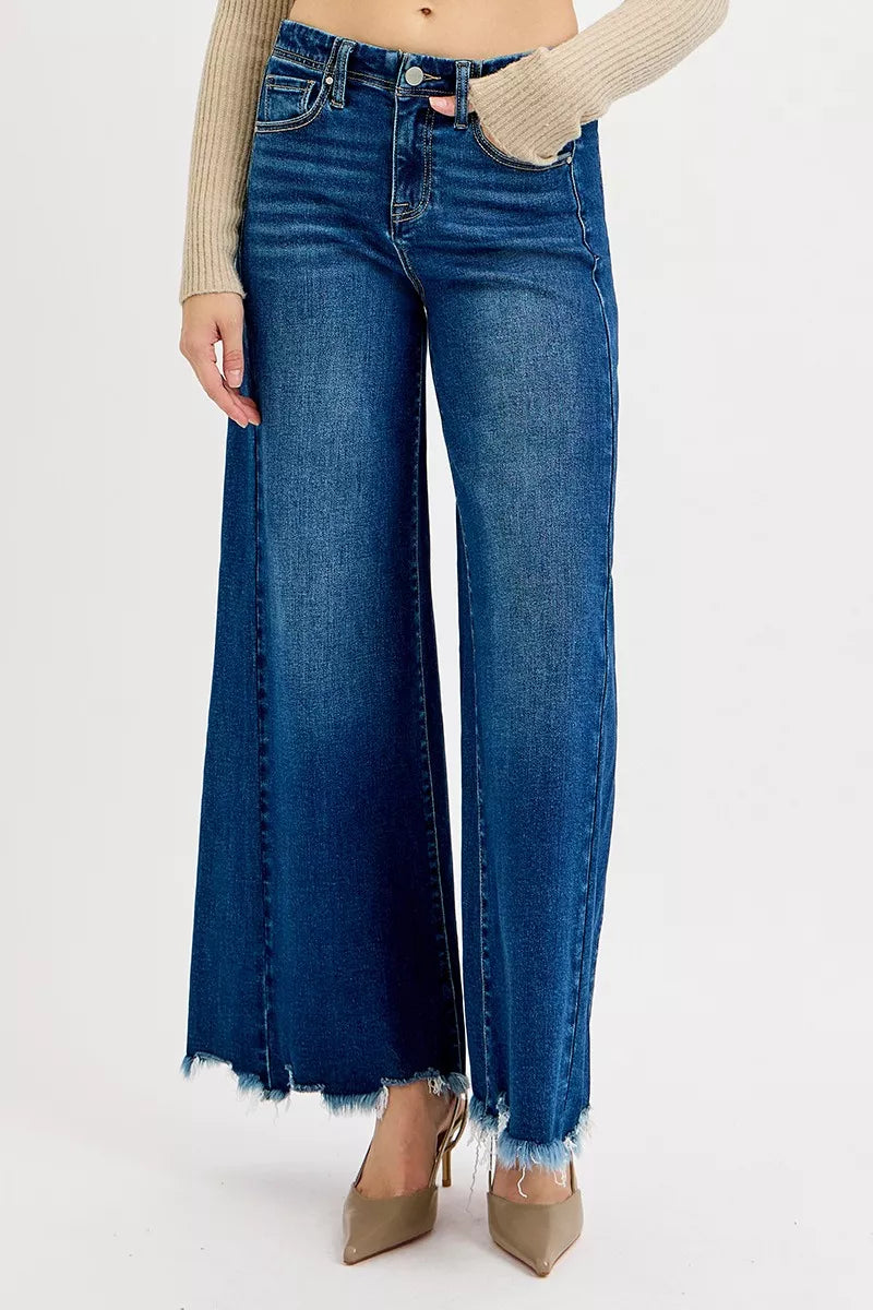 RISEN Jeans - Full Size High Rise Ankle Wide Jeans - Be Bliss Boutique