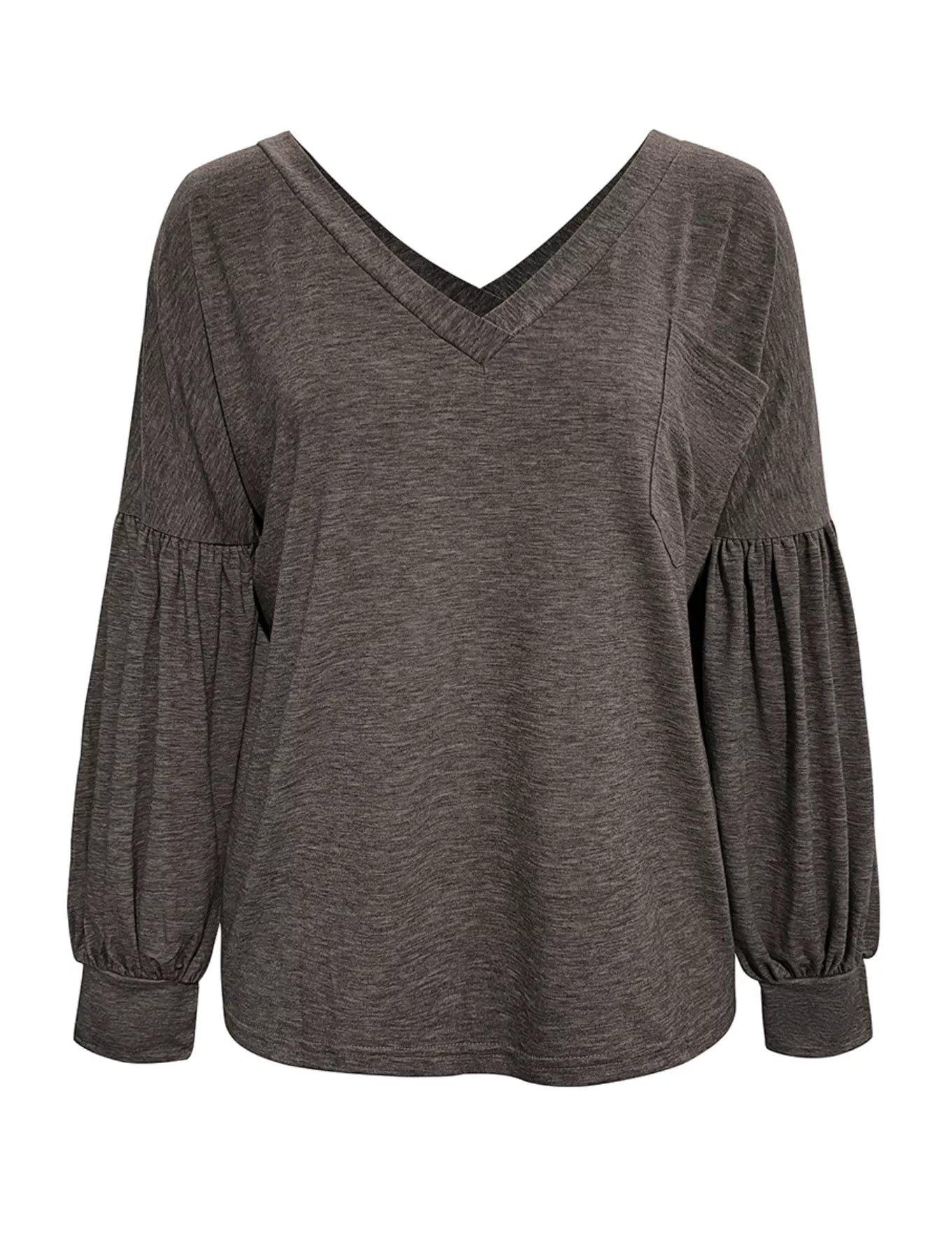 Oversized V-Neck Long Sleeve Blouse - Be Bliss Boutique